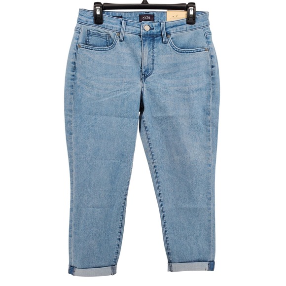NYDJ Denim - NYDJ Margot Girlfriend Kingston Jeans Light Wash Denim Crop Pants Womens 8P